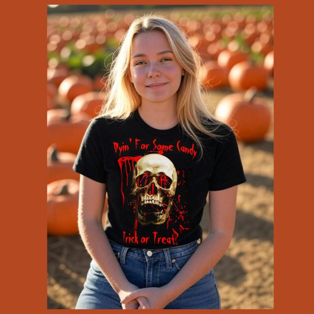 T-shirt Noir, blanc et rouge Rire crâne Bloody Halloween (Créateur téléchargé)