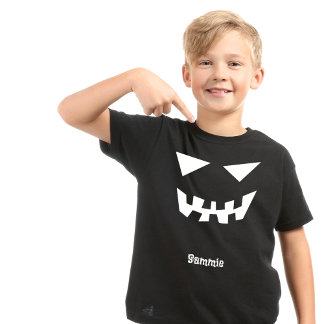 T-shirt Noir Blanc Halloween Effrayant Visage Personnalisé