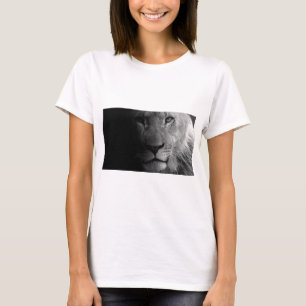 T-shirt Noir Blanc Motivation Leadership Lion Portrait