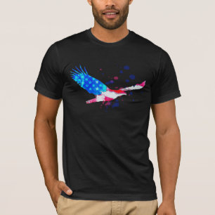 T-shirt Noir bleu blanc rouge américain d'Eagle de drapea