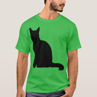 T-shirt Noir Cat assis Silhouette Vector Art Découpé