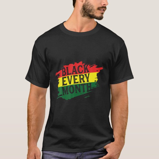 T-shirt Noir chaque mois Afrique Noir Histoire Mois Afro (Devant)