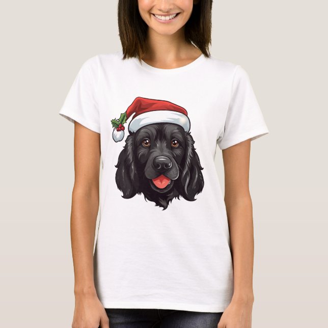 T-shirt noir Cocker Spaniel Noël (Devant)