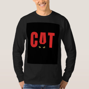 T-shirt noir complet avec motif de chat