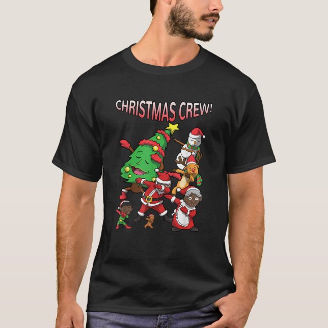 T-shirt Noir Cool Père Noël Africain-Américain Noël (Devant)