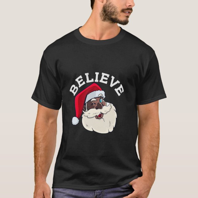 T-shirt Noir Croire Père Noël Afrique Amérique (Devant)