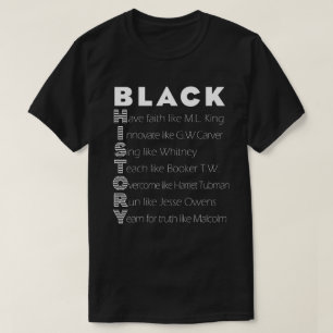 T-shirt noir d'acronymes d'histoire
