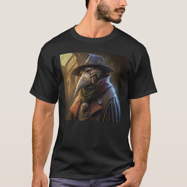 T-shirt noir de base du médecin de la peste (Devant)