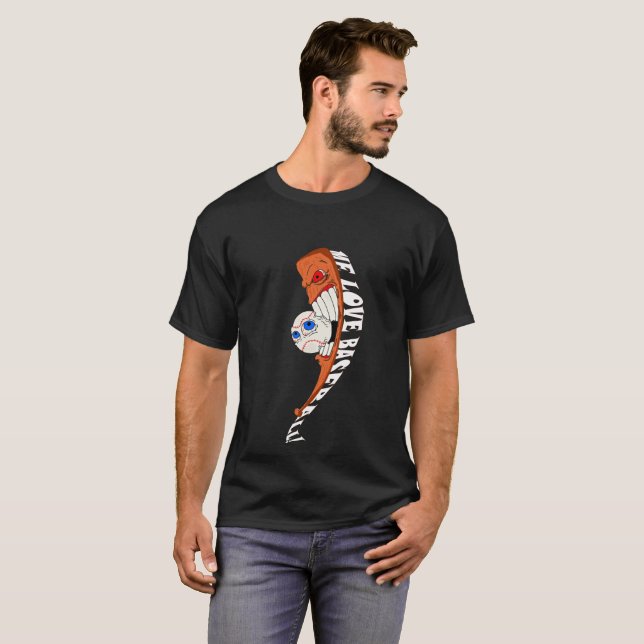 T-shirt noir de baseball pour hommes (Devant entier)