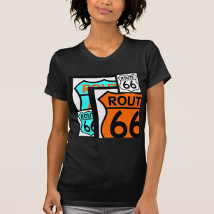 T-shirt Noir de bouclier de mélange de l'itinéraire 66