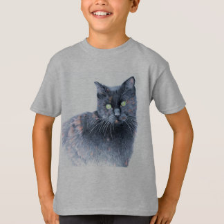 T-shirt noir de chat de Halloween
