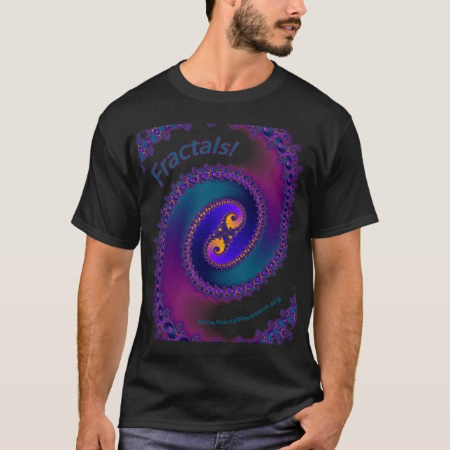 T-shirt Noir de chemise de fractale (Devant)