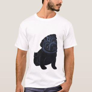 T-shirt noir de chiot de carlin