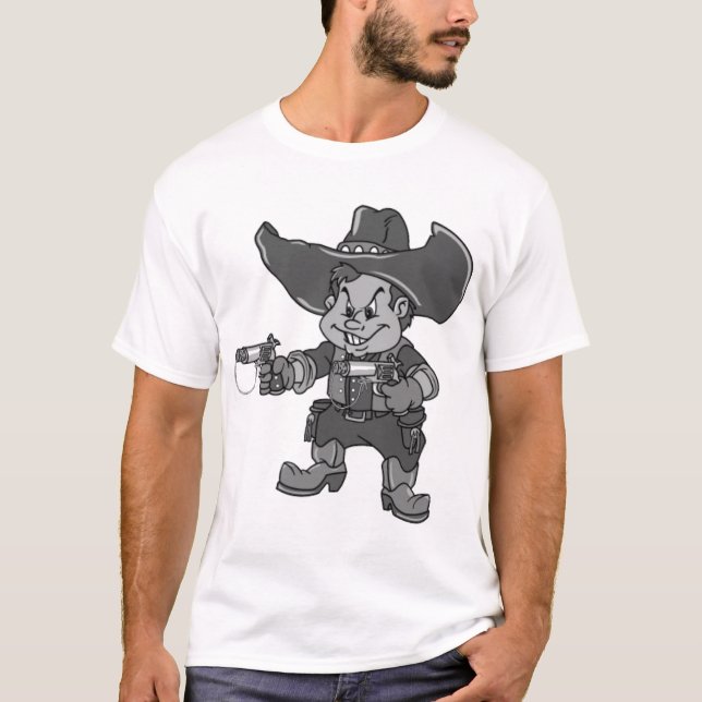 T-shirt Noir de cowboy (Devant)