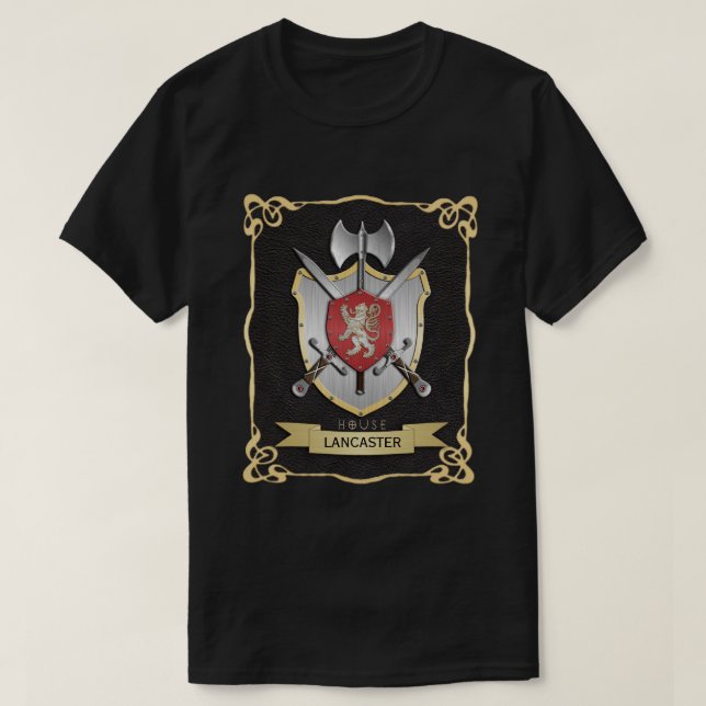 T-shirt Noir de crête de bataille de lion (Design devant)