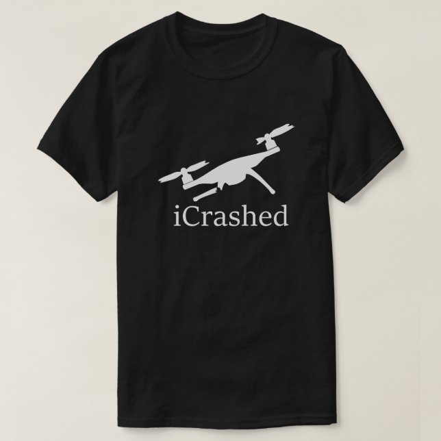 T-shirt noir de drone écrasé (Design devant)