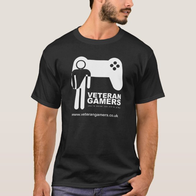 T-shirt noir de Gamers de vétéran (Devant)