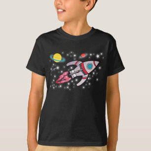 T-shirt noir de garçons de l'espace de Rocket