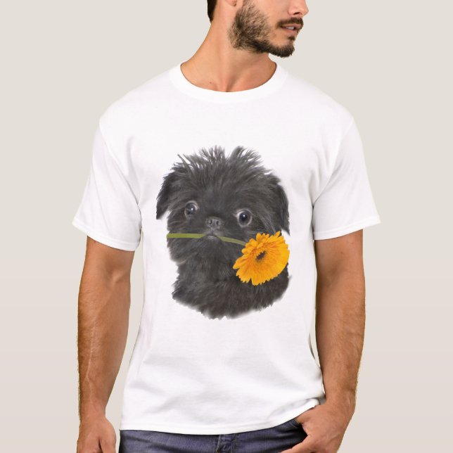 T-shirt Noir de griffon de Bruxelles pour l'habillement (Devant)