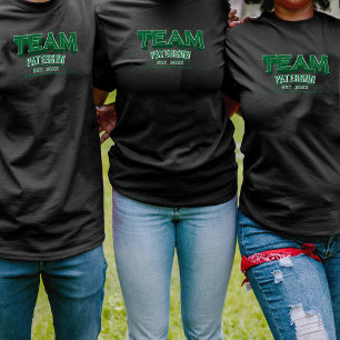 T-shirt noir de l'équipe verte avec nom personnali