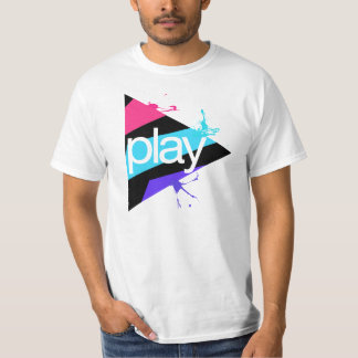 T-shirt noir de logo de bouton de jeu de