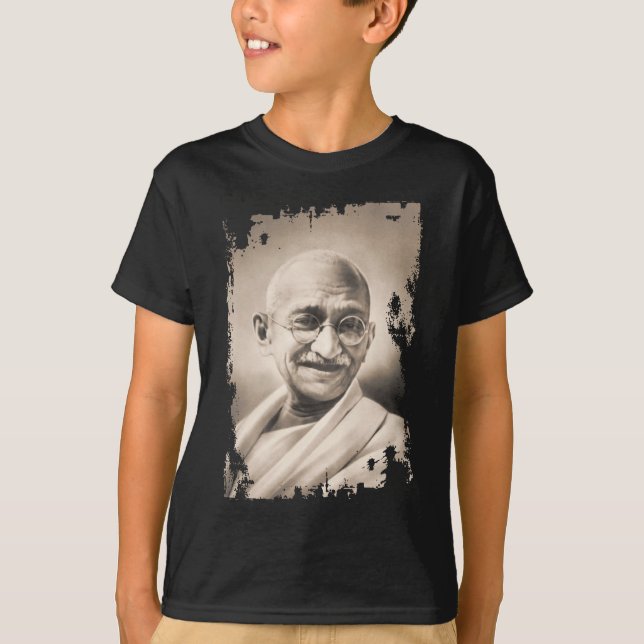 T-shirt noir de Mahatma Gandhi (Devant)