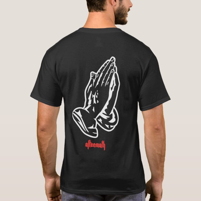 T-shirt Noir de prière de mains (Dos)