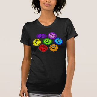T-SHIRT NOIR DE SYMBOLES DU YOGA REIKI SEPT