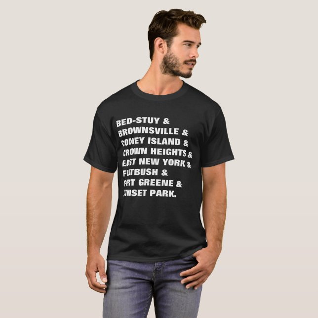 T-shirt noir de voisinages de Brooklyn (Devant entier)