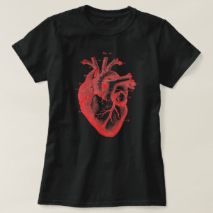 T-shirt noir Diagramme de coeur anatomique rouge p