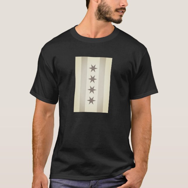 T-shirt Noir Drapeau De Chicago (Devant)