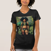 T-shirt noir Dreadlock Queen Cheeba