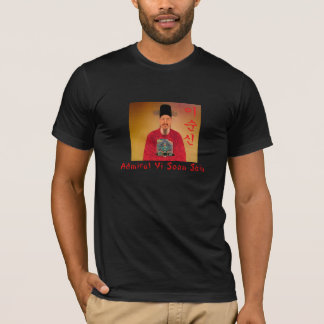 T-shirt noir du Hangeul de tibia d'amiral YI