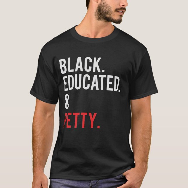 T-SHIRT NOIR ÉDUQUÉ ET PAISIBLE (Devant)