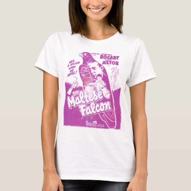 T-shirt Noir en pastel : Faucon maltais (Devant)