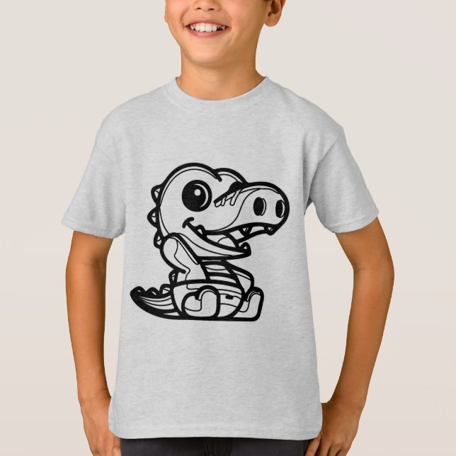 T-shirt NOIR ET BLANC #14 - Alligator bébé (Devant)