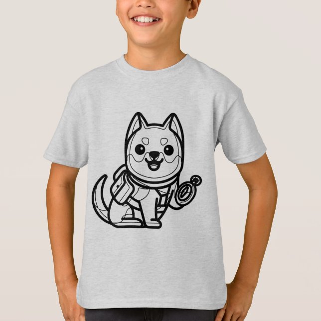 T-shirt NOIR ET BLANC #18 - Chien d'aventure (Devant)