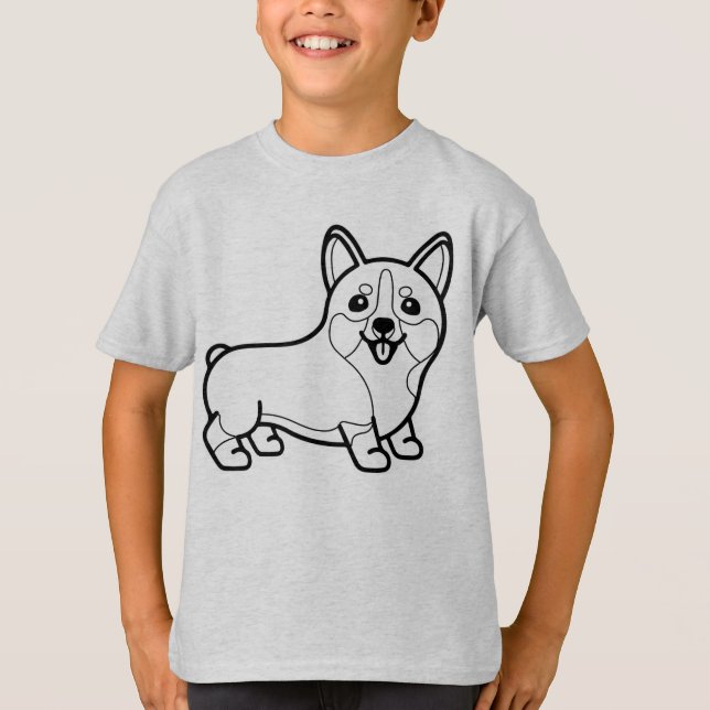T-shirt NOIR ET BLANC #31 - Corgi Smile (Devant)