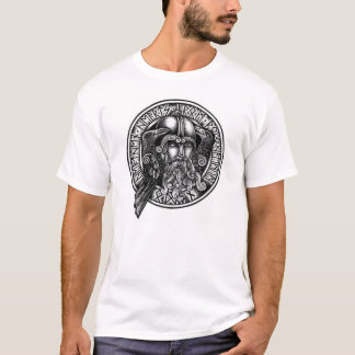 T-shirt noir et blanc de bouclier d'Odin Rune