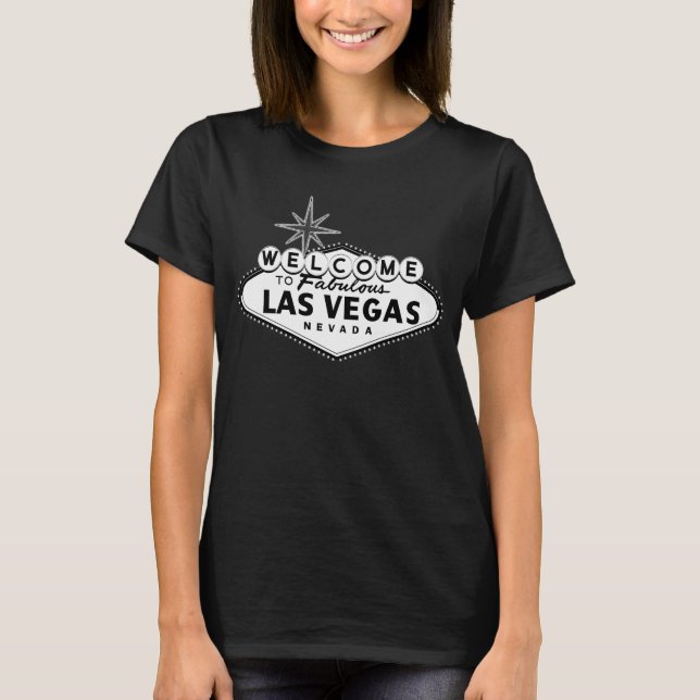 T-shirt noir et blanc de signe de Las Vegas (Devant)
