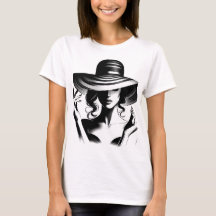 T-shirt noir et blanc : femmes au design casquette