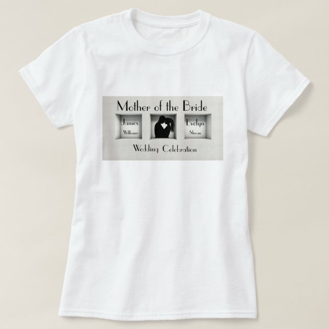 T-shirt Noir et blanc, Mère branchée de la mariée (Design devant)