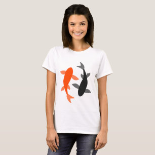 T-shirt Noir et orange de poissons de zen