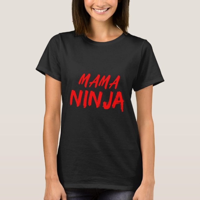 T-shirt noir et rouge Mama Ninja pour maman (Devant)