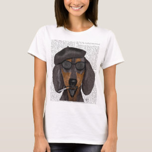 T-shirt Noir et Tan de teckel de hippie