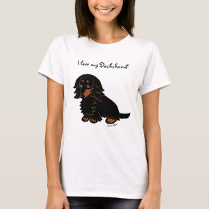 T-shirt Noir et teckel aux cheveux longs bronzage 3