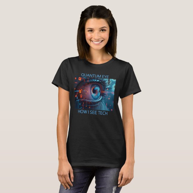 T-shirt noir femmes Quantum Eye Tech (Devant entier)