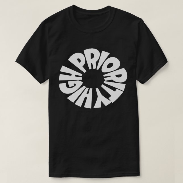 T-shirt noir haute priorité (Design devant)