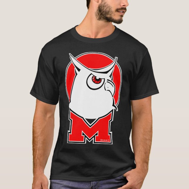 T-shirt noir, hibou #1 (Devant)