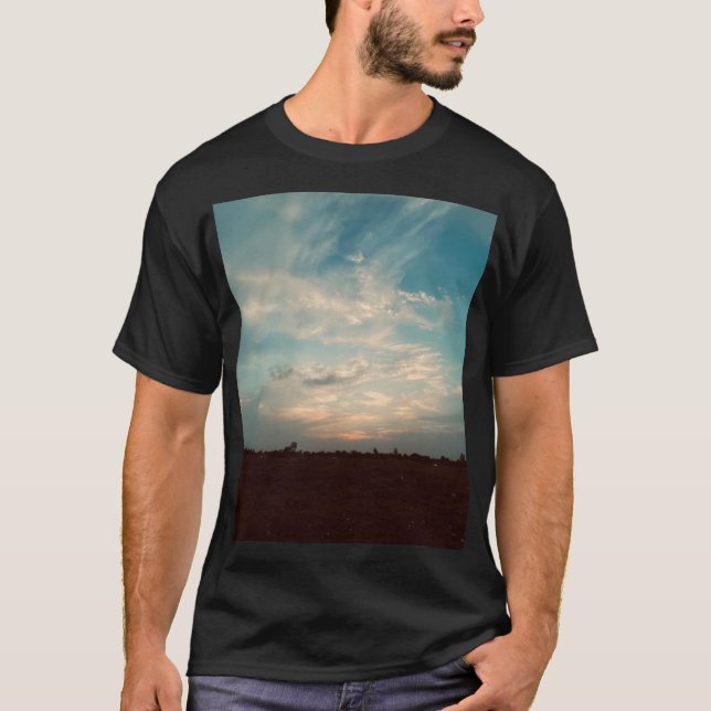 T-shirt noir homme paysage (Devant)